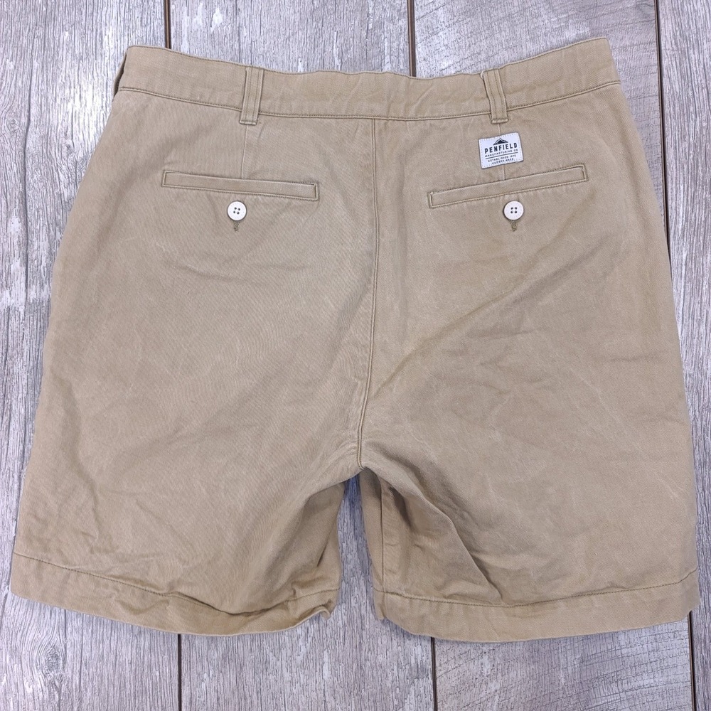 Penfield Shorts Mens Size Small Tan Khaki Cotton Twill Neon Mesh Lining - Picture 2 of 7